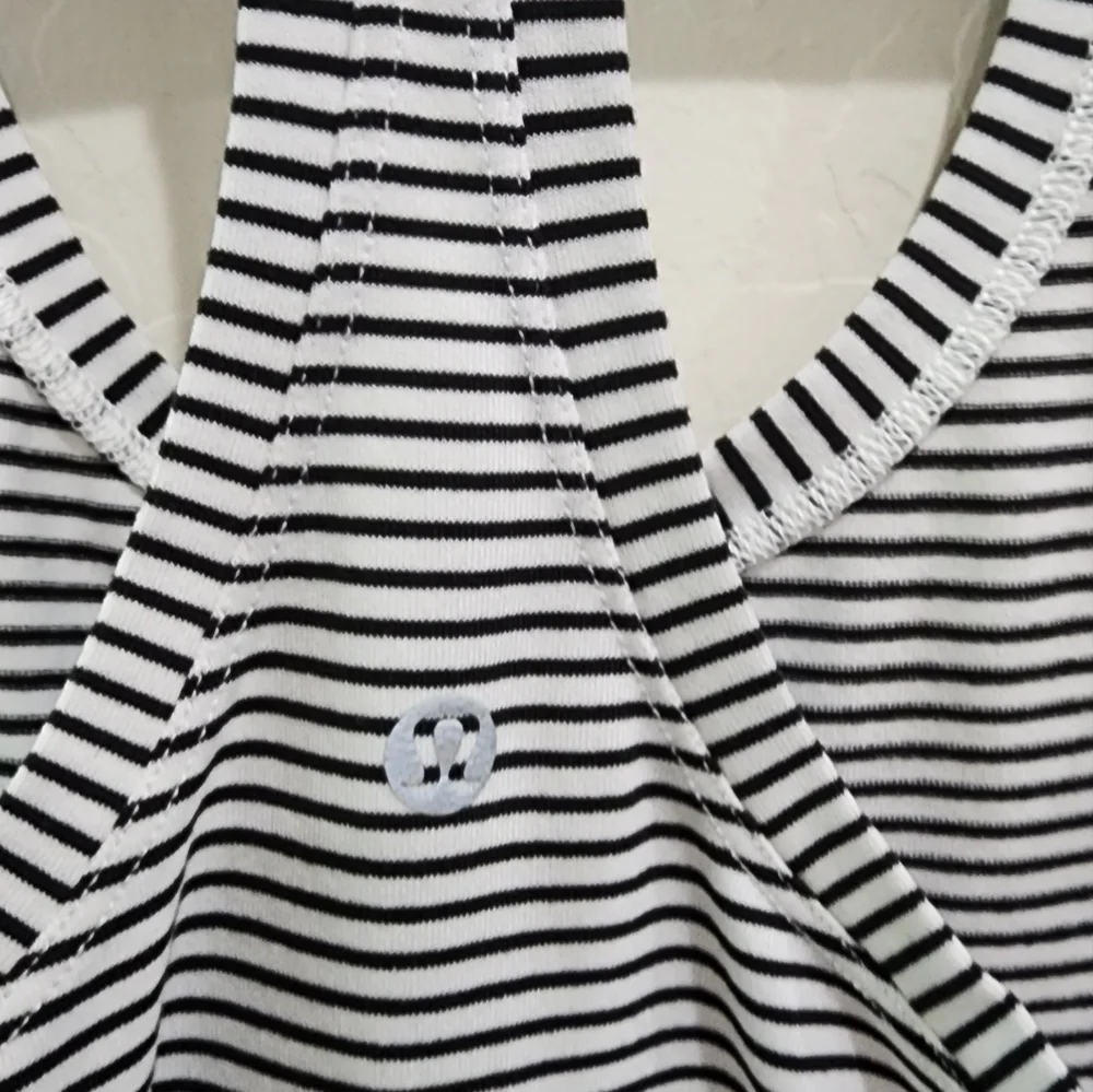 Lululemon black and white striped Racer back Tank top - Picture 4 of 4